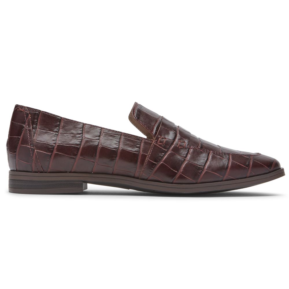 Rockport Women's Perpetua Penny Loafers - Burgundy - USA (0625CXUEM)